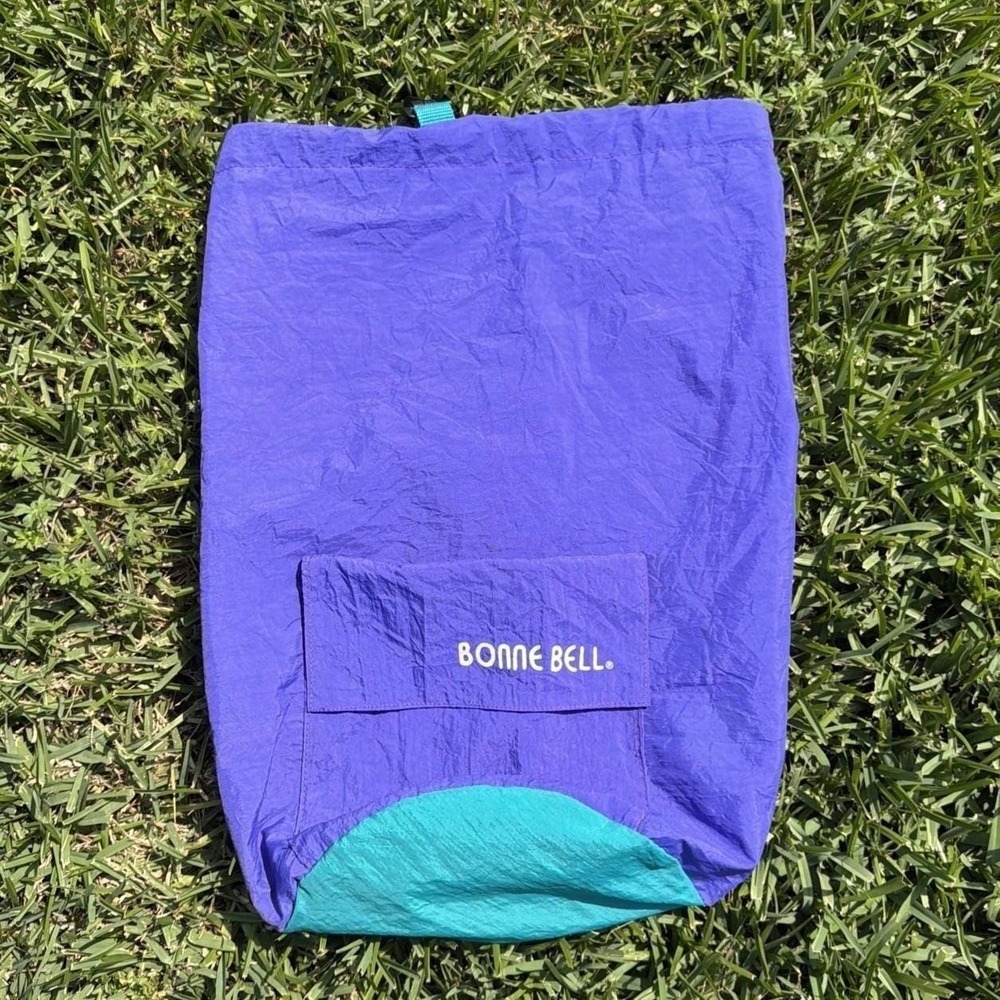 Vintage Bonne Bell Neon Purple & Green Draw Sack Bag
